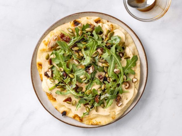 Arugula and Hummus Mini Pizzas
